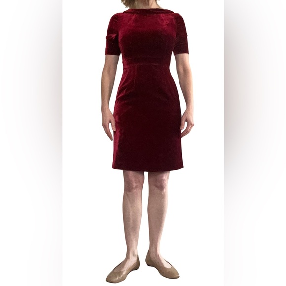 Boden Dresses & Skirts - Red velvet fitted silk petite stretch velvet, cocktail dress 2 petite US (6 UK)
